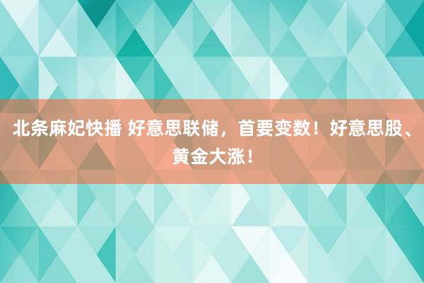 北条麻妃快播 好意思联储，首要变数！好意思股、黄金大涨！