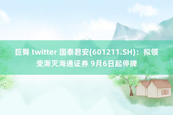 巨臀 twitter 国泰君安(601211.SH)：拟领受澌灭海通证券 9月6日起停牌