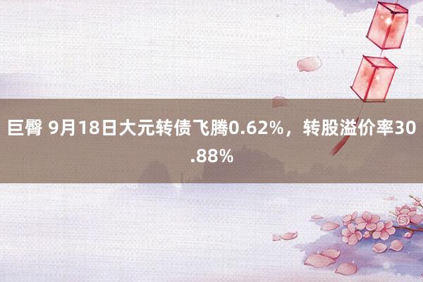 巨臀 9月18日大元转债飞腾0.62%，转股溢价率30.88%