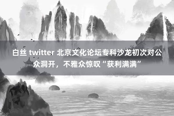 白丝 twitter 北京文化论坛专科沙龙初次对公众洞开，不雅众惊叹“获利满满”