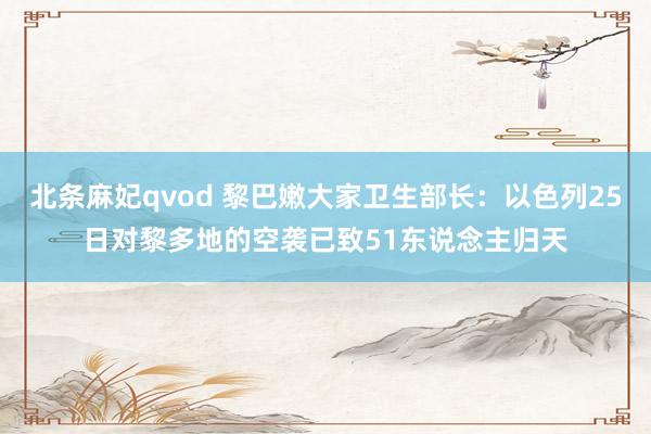 北条麻妃qvod 黎巴嫩大家卫生部长：以色列25日对黎多地的空袭已致51东说念主归天