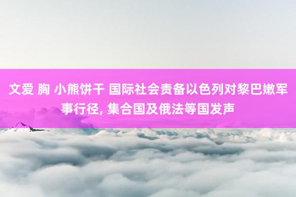 文爱 胸 小熊饼干 国际社会责备以色列对黎巴嫩军事行径， 集合国及俄法等国发声