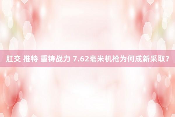 肛交 推特 重铸战力 7.62毫米机枪为何成新采取？