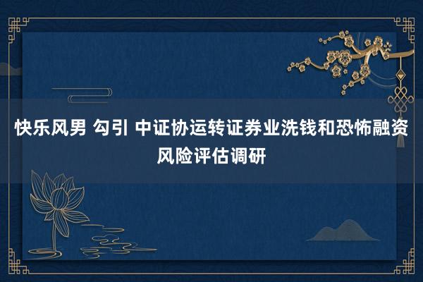 快乐风男 勾引 中证协运转证券业洗钱和恐怖融资风险评估调研