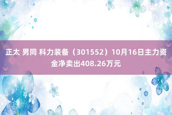 正太 男同 科力装备（301552）10月16日主力资金净卖出408.26万元