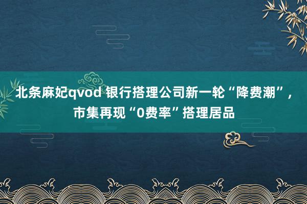 北条麻妃qvod 银行搭理公司新一轮“降费潮”，市集再现“0费率”搭理居品