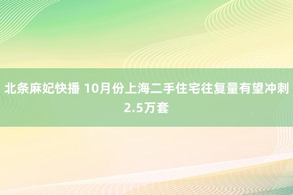 北条麻妃快播 10月份上海二手住宅往复量有望冲刺2.5万套