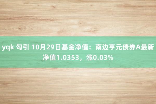 yqk 勾引 10月29日基金净值：南边亨元债券A最新净值1.0353，涨0.03%