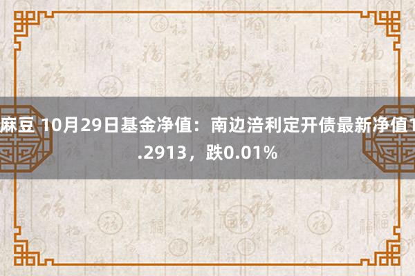 麻豆 10月29日基金净值：南边涪利定开债最新净值1.2913，跌0.01%