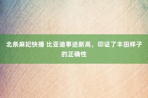 北条麻妃快播 比亚迪事迹新高，印证了丰田样子的正确性