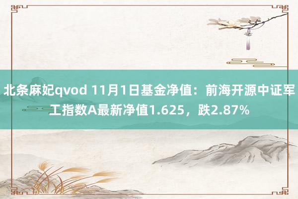 北条麻妃qvod 11月1日基金净值：前海开源中证军工指数A最新净值1.625，跌2.87%