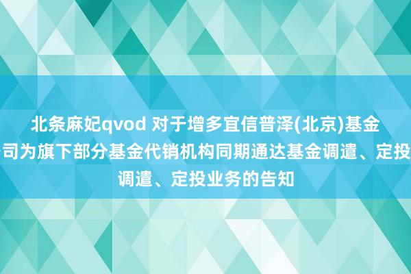 北条麻妃qvod 对于增多宜信普泽(北京)基金销售有限公司为旗下部分基金代销机构同期通达基金调遣、定投业务的告知