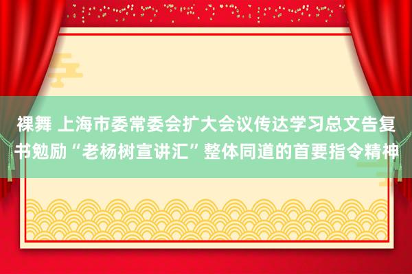 裸舞 上海市委常委会扩大会议传达学习总文告复书勉励“老杨树宣讲汇”整体同道的首要指令精神