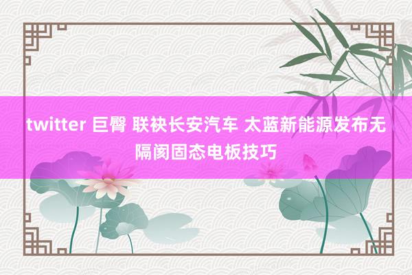 twitter 巨臀 联袂长安汽车 太蓝新能源发布无隔阂固态电板技巧