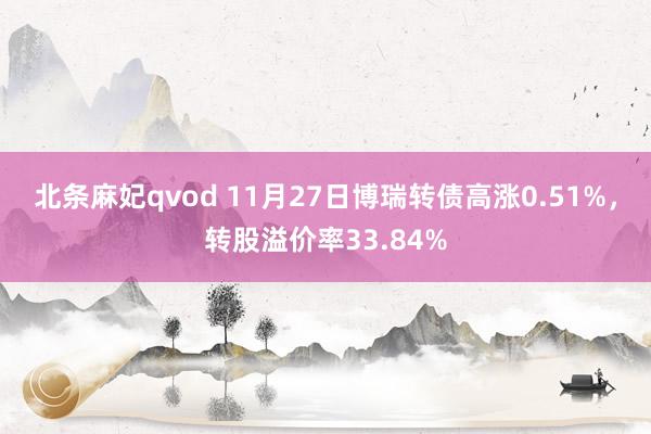 北条麻妃qvod 11月27日博瑞转债高涨0.51%，转股溢价率33.84%