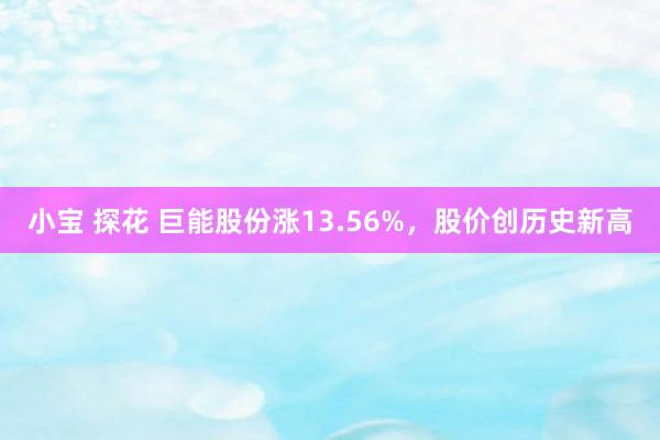 小宝 探花 巨能股份涨13.56%，股价创历史新高