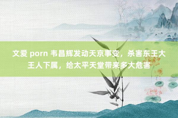 文爱 porn 韦昌辉发动天京事变，杀害东王大王人下属，给太平天堂带来多大危害