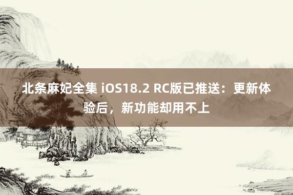 北条麻妃全集 iOS18.2 RC版已推送：更新体验后，新功能却用不上