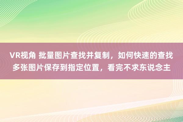 VR视角 批量图片查找并复制，如何快速的查找多张图片保存到指定位置，看完不求东说念主