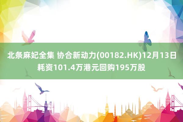 北条麻妃全集 协合新动力(00182.HK)12月13日耗资101.4万港元回购195万股