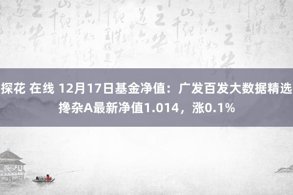 探花 在线 12月17日基金净值：广发百发大数据精选搀杂A最新净值1.014，涨0.1%