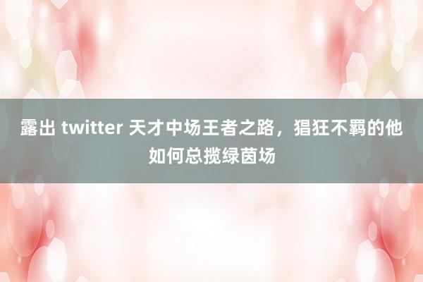 露出 twitter 天才中场王者之路，猖狂不羁的他如何总揽绿茵场