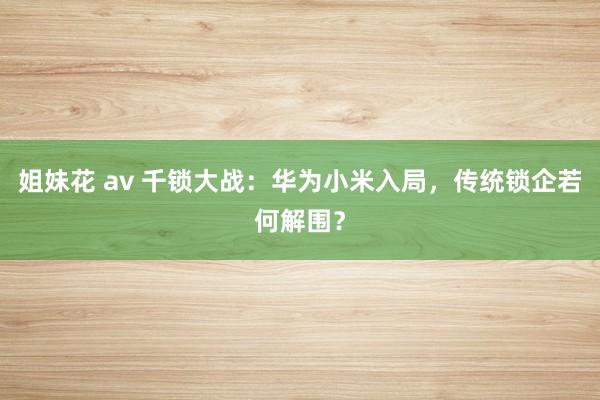 姐妹花 av 千锁大战：华为小米入局，传统锁企若何解围？