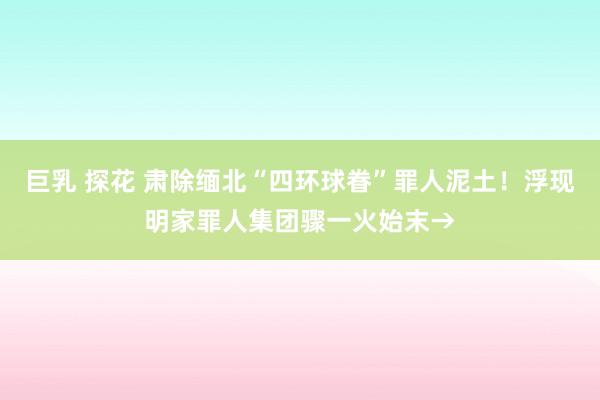 巨乳 探花 肃除缅北“四环球眷”罪人泥土！浮现明家罪人集团骤一火始末→