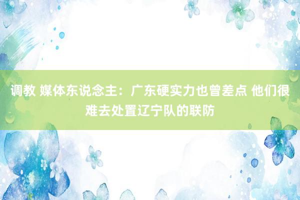 调教 媒体东说念主：广东硬实力也曾差点 他们很难去处置辽宁队的联防