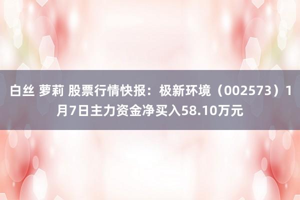 白丝 萝莉 股票行情快报：极新环境（002573）1月7日主力资金净买入58.10万元