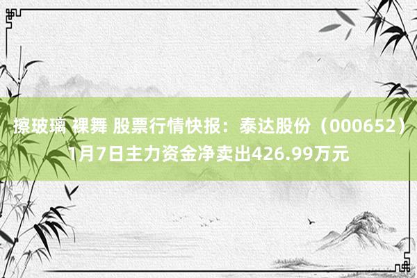 擦玻璃 裸舞 股票行情快报：泰达股份（000652）1月7日主力资金净卖出426.99万元