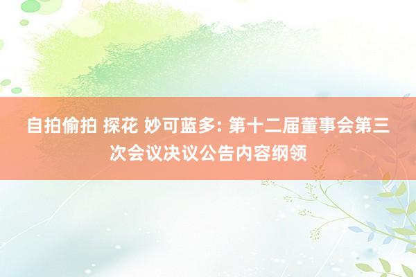 自拍偷拍 探花 妙可蓝多: 第十二届董事会第三次会议决议公告内容纲领